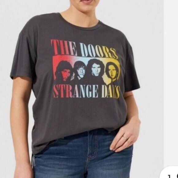 Torrid Women Grey The Doors Open Back Fringe Relaxed Fit Tee Plus Size 2X - Picture 2 of 13